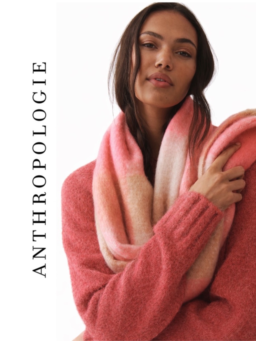 Anthropologie Maeve Plaid Fringe Scarf